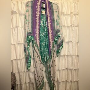 Free People Purple and Green Patterned Kimono